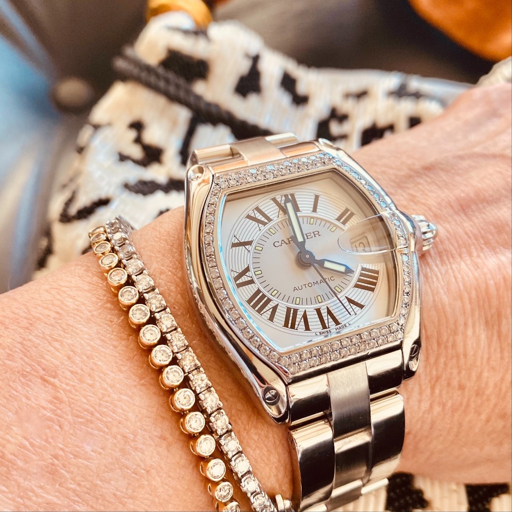 Cartier Watch Roadster With Diamonds "Vintage"
